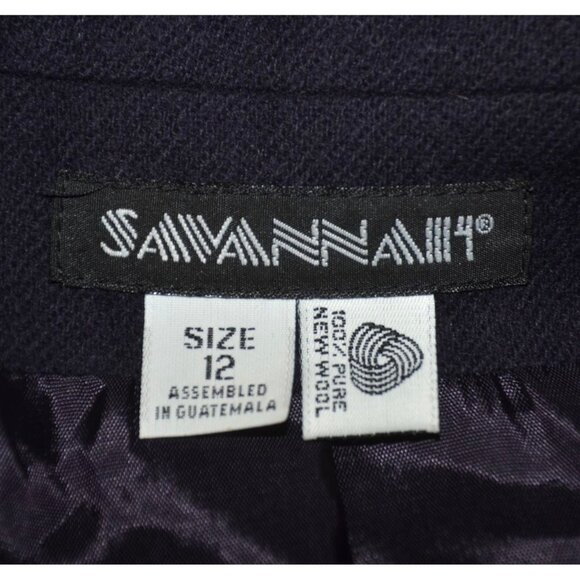 Vintage Savannah Ladies 12 Single Gold Button 100% Wool Navy Blue Blazer Jacket - Picture 7 of 9